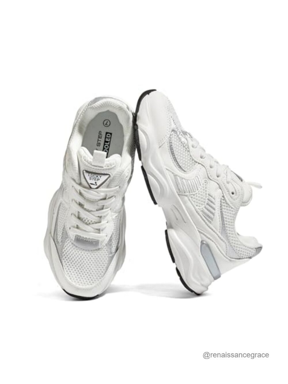 Platform Chunky Fashion Sneakers Mesh PU Lace-Up Athletic Shoes